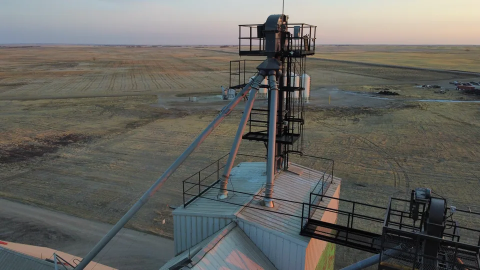 Steel replacement leg above the raised elevator roof