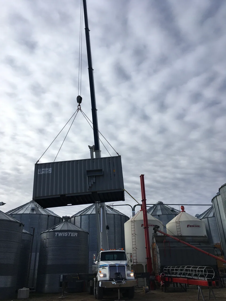 Equipment section suspended during installation