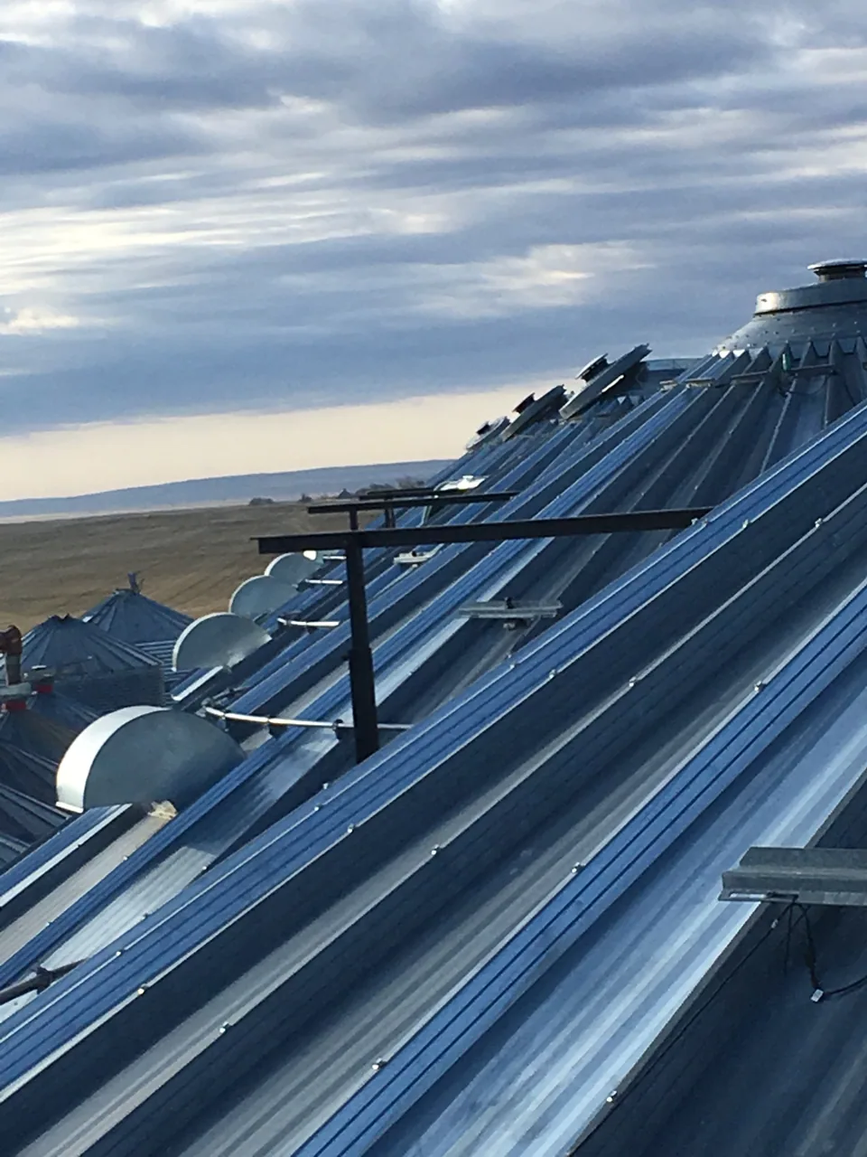Overhead view along the storage bins
