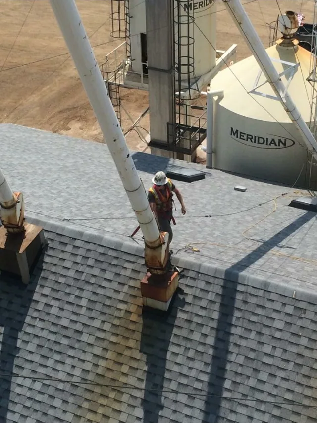 Spouting replacement work from the access platform