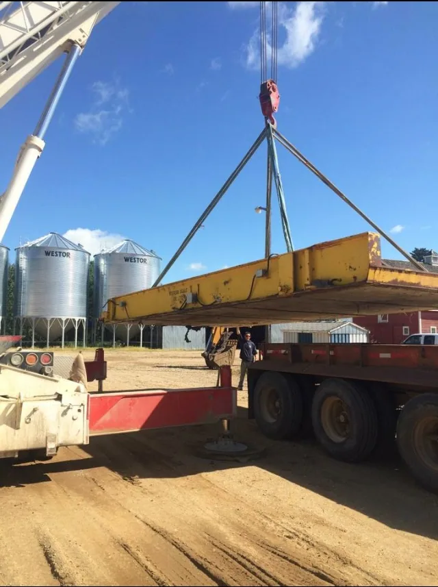 Truck scale section being positioned at the site